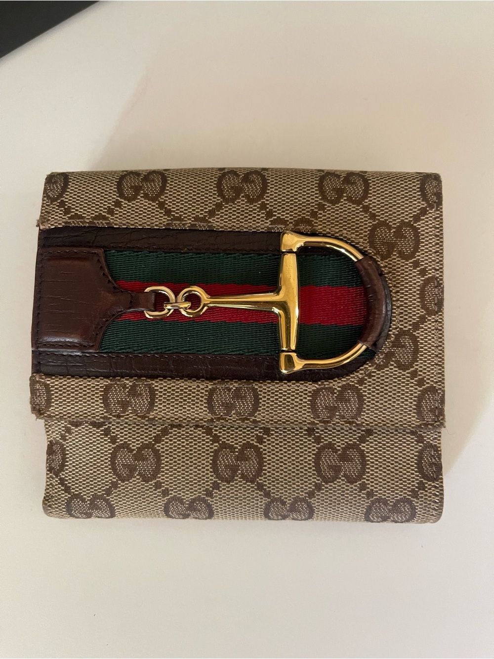 Gucci Brown GG Supreme Canvas Web Horsebit Sherry Line